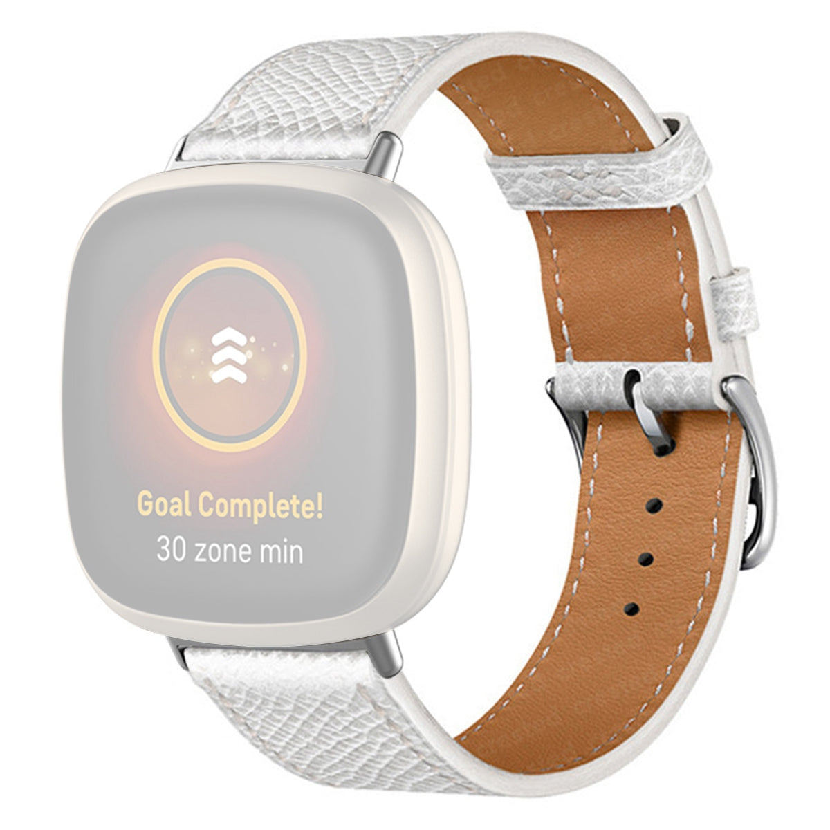 For Fitbit Versa 4 Sense 2 Watch Band with Stitching Genuine Leather Wristband Replacement Watch Strap