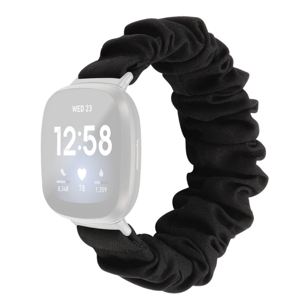 For Fitbit Versa 4 Sense 2 Elastic Scrunchie Watch Band Fabric Pattern Printed Hair Band Strap Bracelet