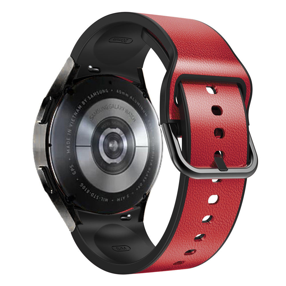For Samsung Galaxy Watch6 40mm 44mm Watch6 Classic 43mm 47mm Watch 5 40mm 44mm 5 Pro 45mm Watch4 40mm 44mm Quick Release Watch Band Soft Leather Coated Silicone Adjustable Strap