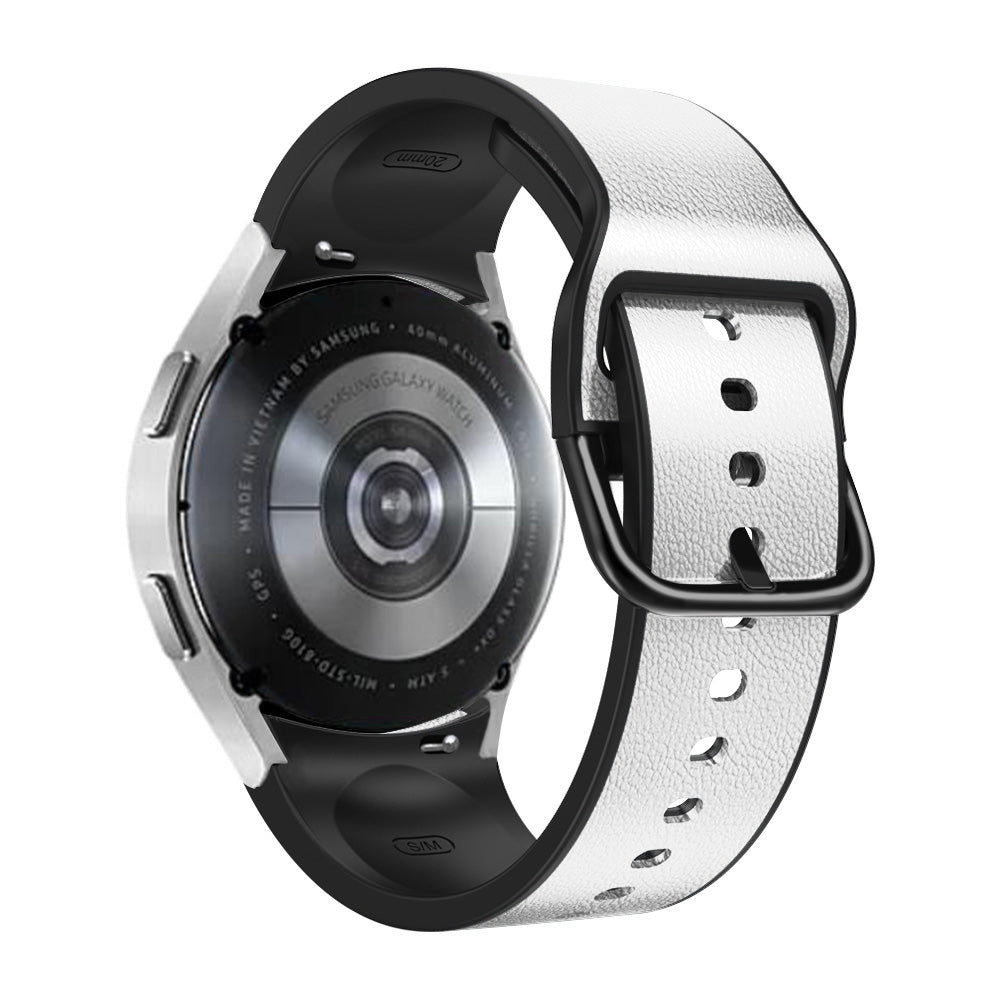 For Samsung Galaxy Watch6 40mm 44mm Watch6 Classic 43mm 47mm Watch 5 40mm 44mm 5 Pro 45mm Watch4 40mm 44mm Quick Release Watch Band Soft Leather Coated Silicone Adjustable Strap