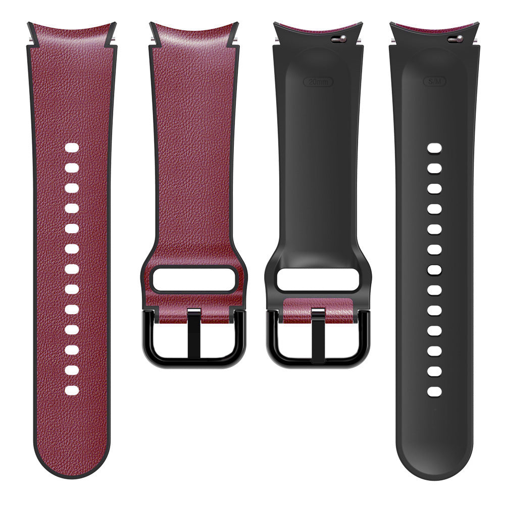 For Samsung Galaxy Watch6 40mm 44mm Watch6 Classic 43mm 47mm Watch 5 40mm 44mm 5 Pro 45mm Watch4 40mm 44mm Quick Release Watch Band Soft Leather Coated Silicone Adjustable Strap