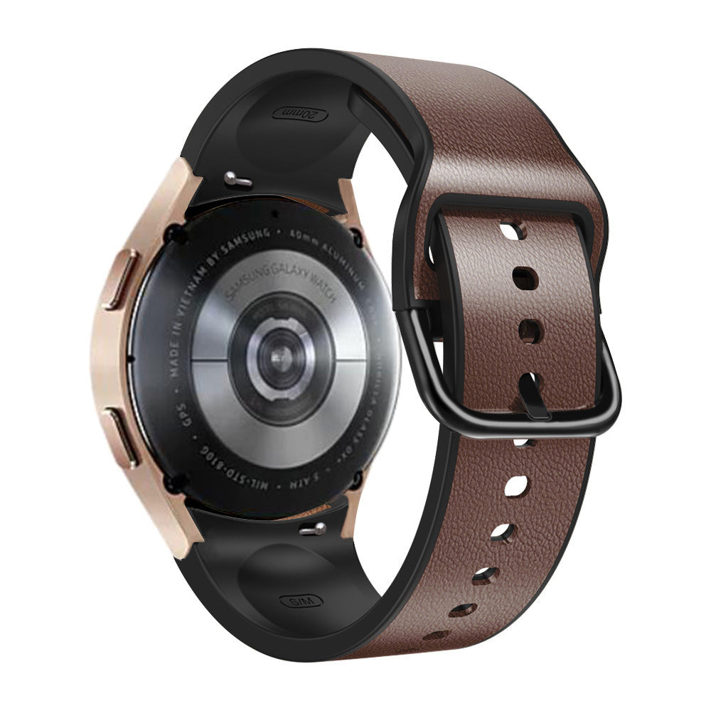 For Samsung Galaxy Watch6 40mm 44mm Watch6 Classic 43mm 47mm Watch 5 40mm 44mm 5 Pro 45mm Watch4 40mm 44mm Quick Release Watch Band Soft Leather Coated Silicone Adjustable Strap
