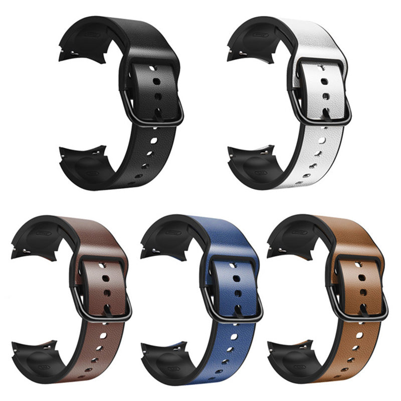 For Samsung Galaxy Watch6 40mm 44mm Watch6 Classic 43mm 47mm Watch 5 40mm 44mm 5 Pro 45mm Watch4 40mm 44mm Quick Release Watch Band Soft Leather Coated Silicone Adjustable Strap