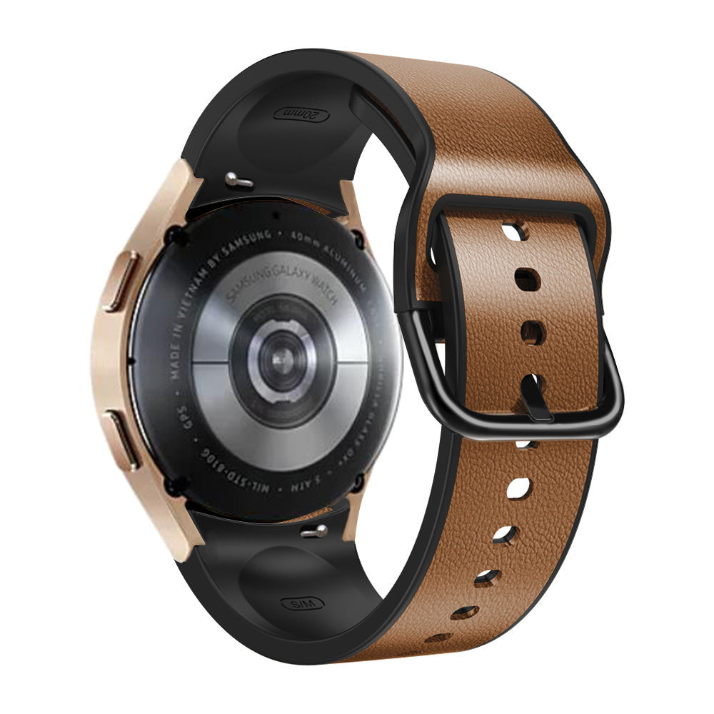 For Samsung Galaxy Watch6 40mm 44mm Watch6 Classic 43mm 47mm Watch 5 40mm 44mm 5 Pro 45mm Watch4 40mm 44mm Quick Release Watch Band Soft Leather Coated Silicone Adjustable Strap