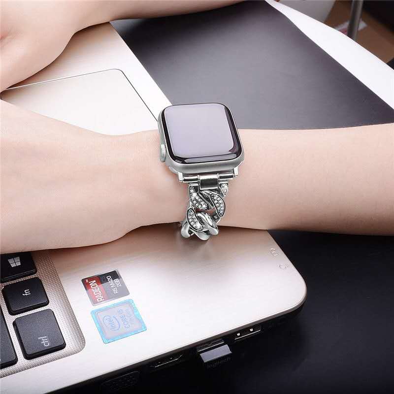 For Samsung Galaxy Watch6 40mm 44mm Watch6 Classic 43mm 47mm Watch 5 40mm 44mm 5 Pro 45mm Watch4 40mm 44mm Rhinestone Decor Band Metal Replacement Bracelet