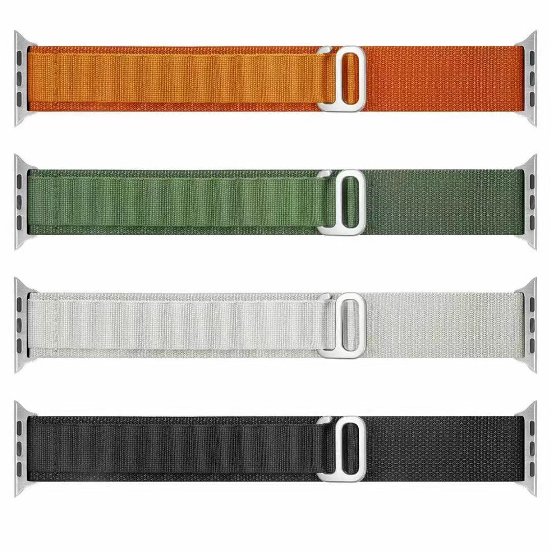 For Apple Watch Ultra 2 49mm Series 9 45mm SE (2023) 44mm Ultra 49mm 8 7 45mm 6 5 4 SE (2022) SE 44mm 3 2 1 42mm Braided Nylon Smart Watch Band Wrist Strap Replacement Size: M