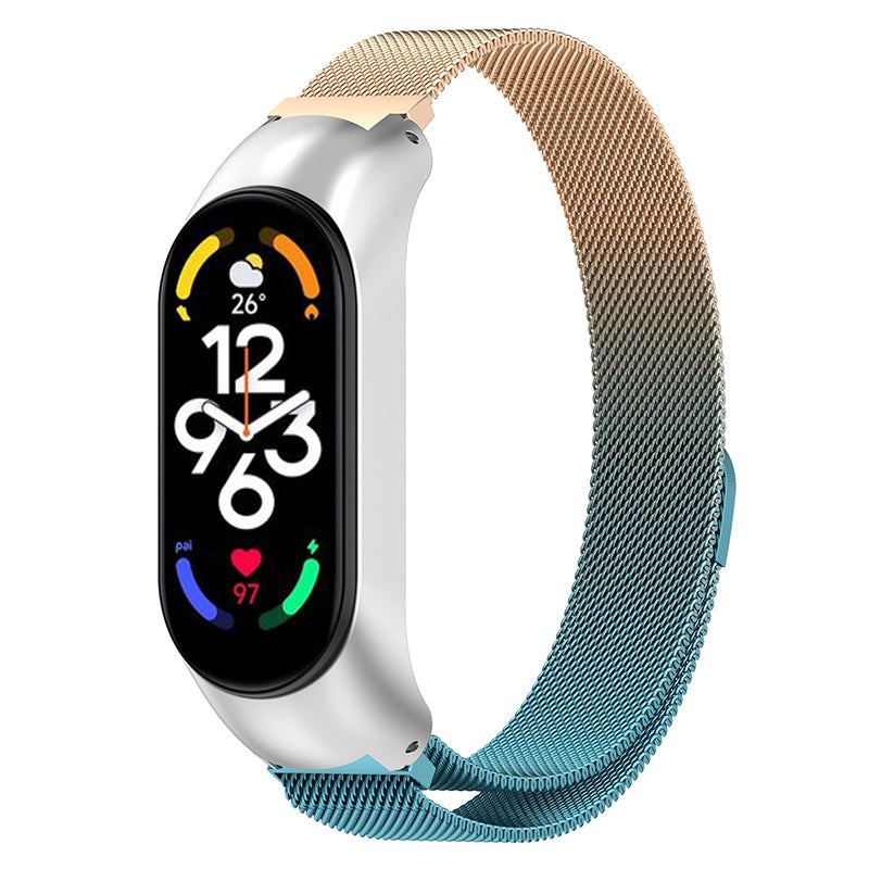 For Xiaomi Mi Band 7 Mi Band 7 NFC Dual Color Smart Watch Band Milanese Mesh Metal Wrist Strap