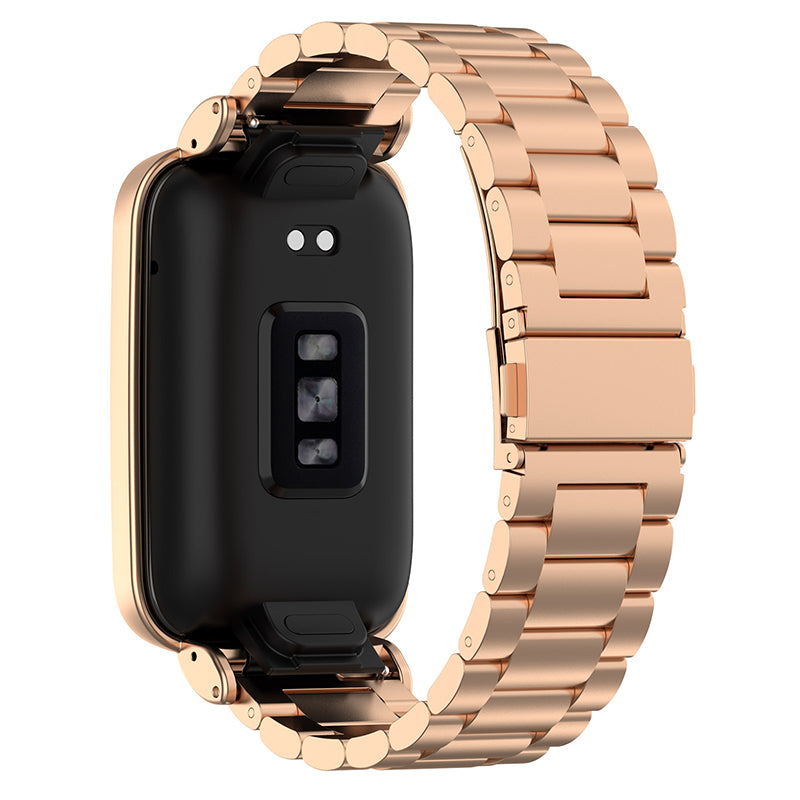 For Xiaomi Mi Band 7 Pro Stainless Steel Three Beads Wrist Strap Replacement Band with Watch Case