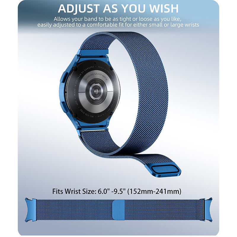 For Samsung Galaxy Watch6 40mm 44mm Watch6 Classic 43mm 47mm Watch 5 40mm 44mm 5 Pro 45mm Watch4 40mm 44mm Magnetic Mesh Metal Watch Band Stainless Steel Bracelet Strap