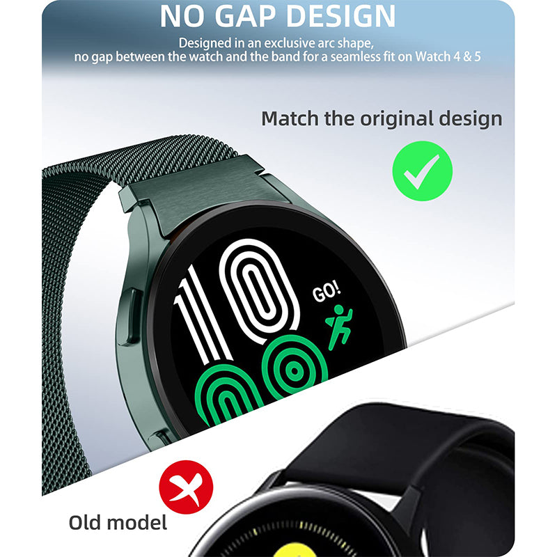 For Samsung Galaxy Watch6 40mm 44mm Watch6 Classic 43mm 47mm Watch 5 40mm 44mm 5 Pro 45mm Watch4 40mm 44mm Magnetic Mesh Metal Watch Band Stainless Steel Bracelet Strap