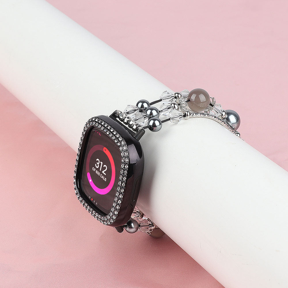 For Fitbit Versa 4 Sense 2 Agate Beads Bracelet Band Jewelry Watch Strap Replacement
