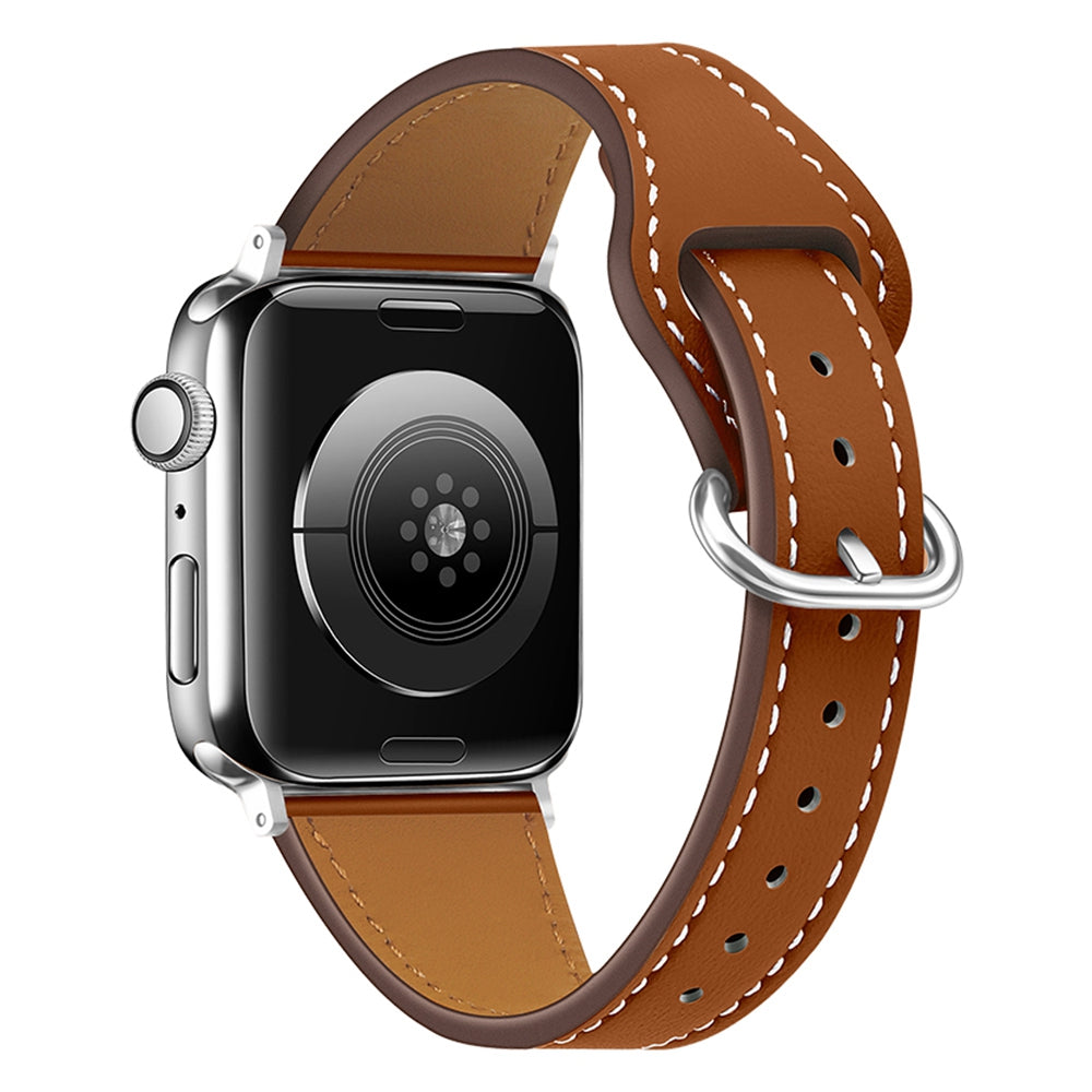 For Apple Watch 9 8 7 41mm 6 5 4 SE (2023) SE(2022) SE 40mm 3 2 1 38mm Replacement Watch Band Genuine Leather Watch Strap with Buckle