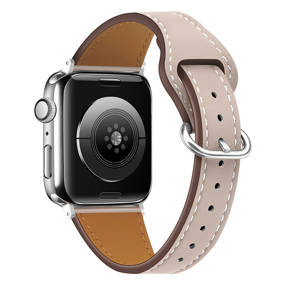 For Apple Watch 9 8 7 41mm 6 5 4 SE (2023) SE(2022) SE 40mm 3 2 1 38mm Replacement Watch Band Genuine Leather Watch Strap with Buckle