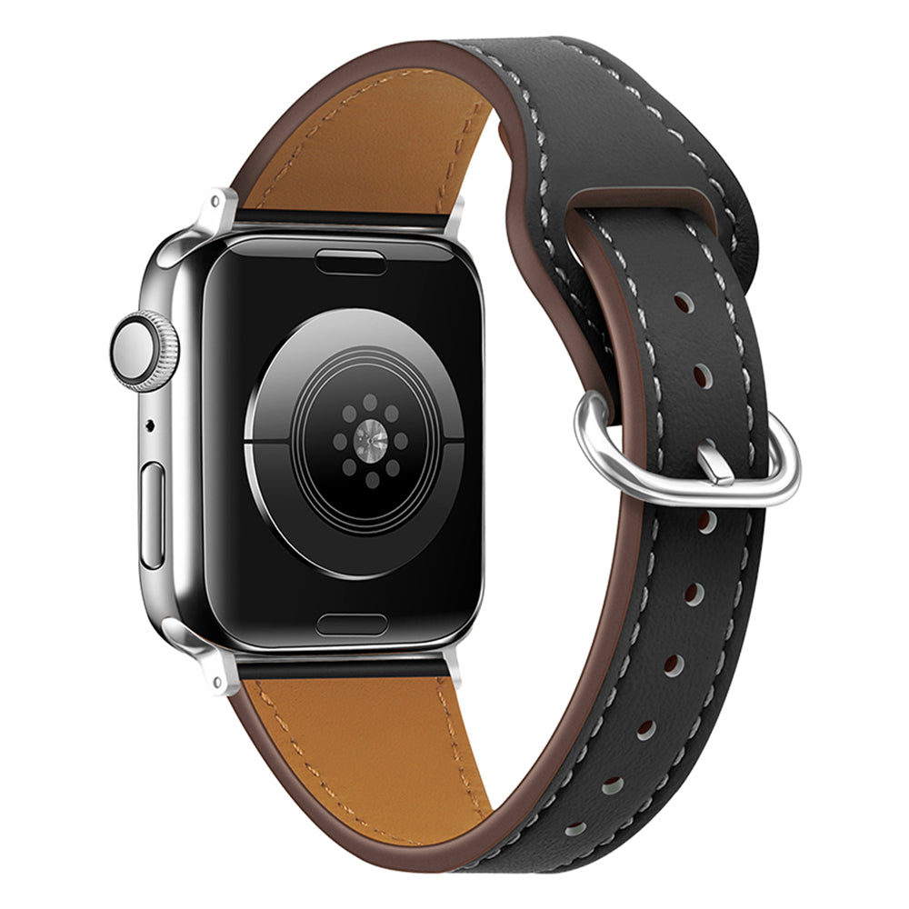 For Apple Watch 9 8 7 41mm 6 5 4 SE (2023) SE(2022) SE 40mm 3 2 1 38mm Replacement Watch Band Genuine Leather Watch Strap with Buckle