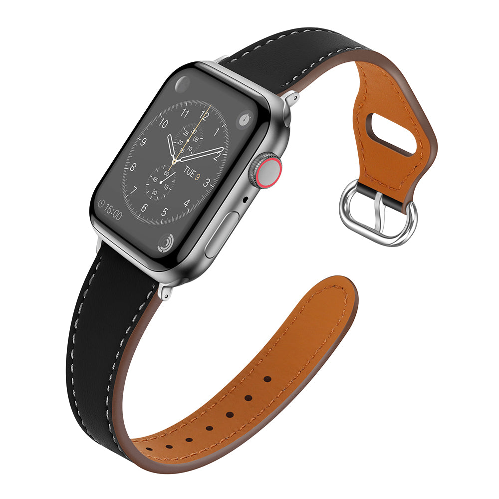 For Apple Watch 9 8 7 41mm 6 5 4 SE (2023) SE(2022) SE 40mm 3 2 1 38mm Replacement Watch Band Genuine Leather Watch Strap with Buckle