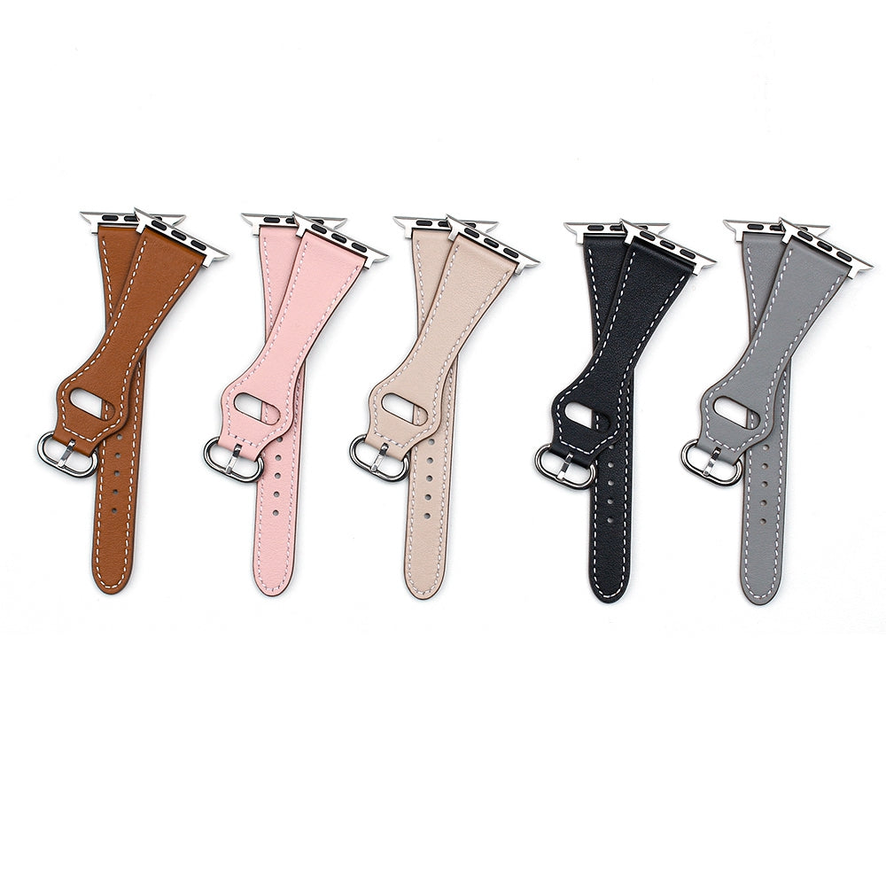 For Apple Watch 9 8 7 41mm 6 5 4 SE (2023) SE(2022) SE 40mm 3 2 1 38mm Replacement Watch Band Genuine Leather Watch Strap with Buckle