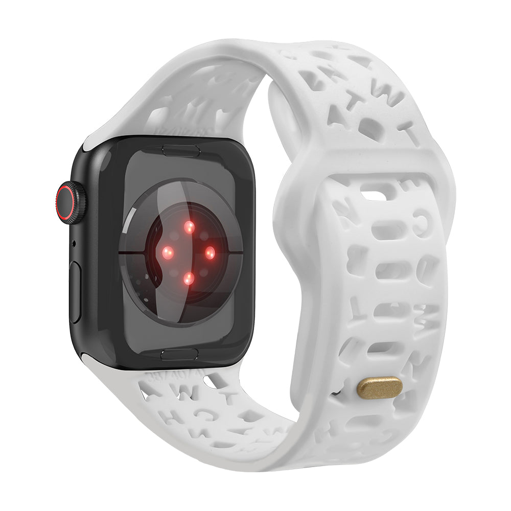 For Apple Watch 9 8 7 41mm 6 5 4 SE SE (2022) SE (2023) 40mm 3 2 1 38mm Silicone Watch Band Watch Strap Hollow Letters Quick Release Watchband
