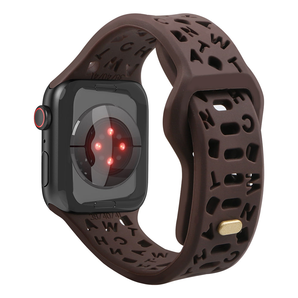 For Apple Watch 9 8 7 41mm 6 5 4 SE SE (2022) SE (2023) 40mm 3 2 1 38mm Silicone Watch Band Watch Strap Hollow Letters Quick Release Watchband