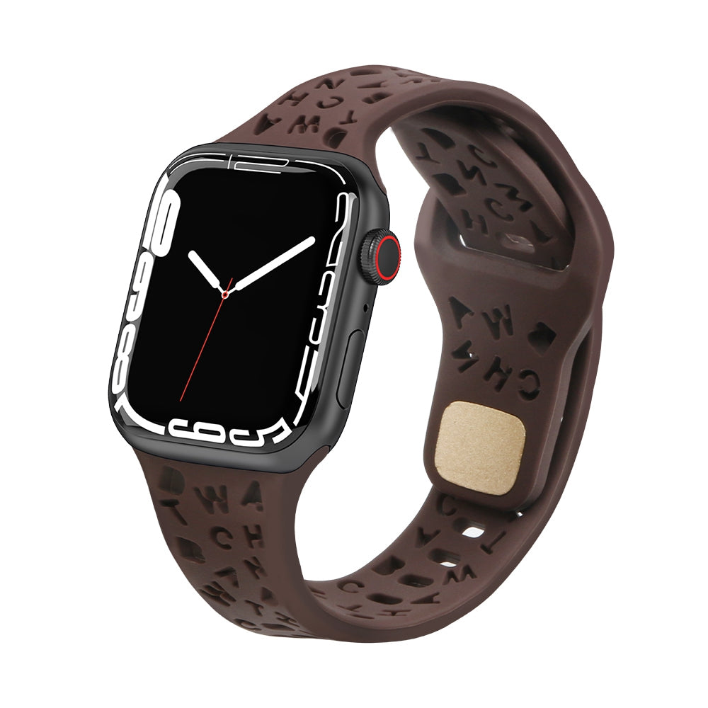For Apple Watch 9 8 7 41mm 6 5 4 SE SE (2022) SE (2023) 40mm 3 2 1 38mm Silicone Watch Band Watch Strap Hollow Letters Quick Release Watchband
