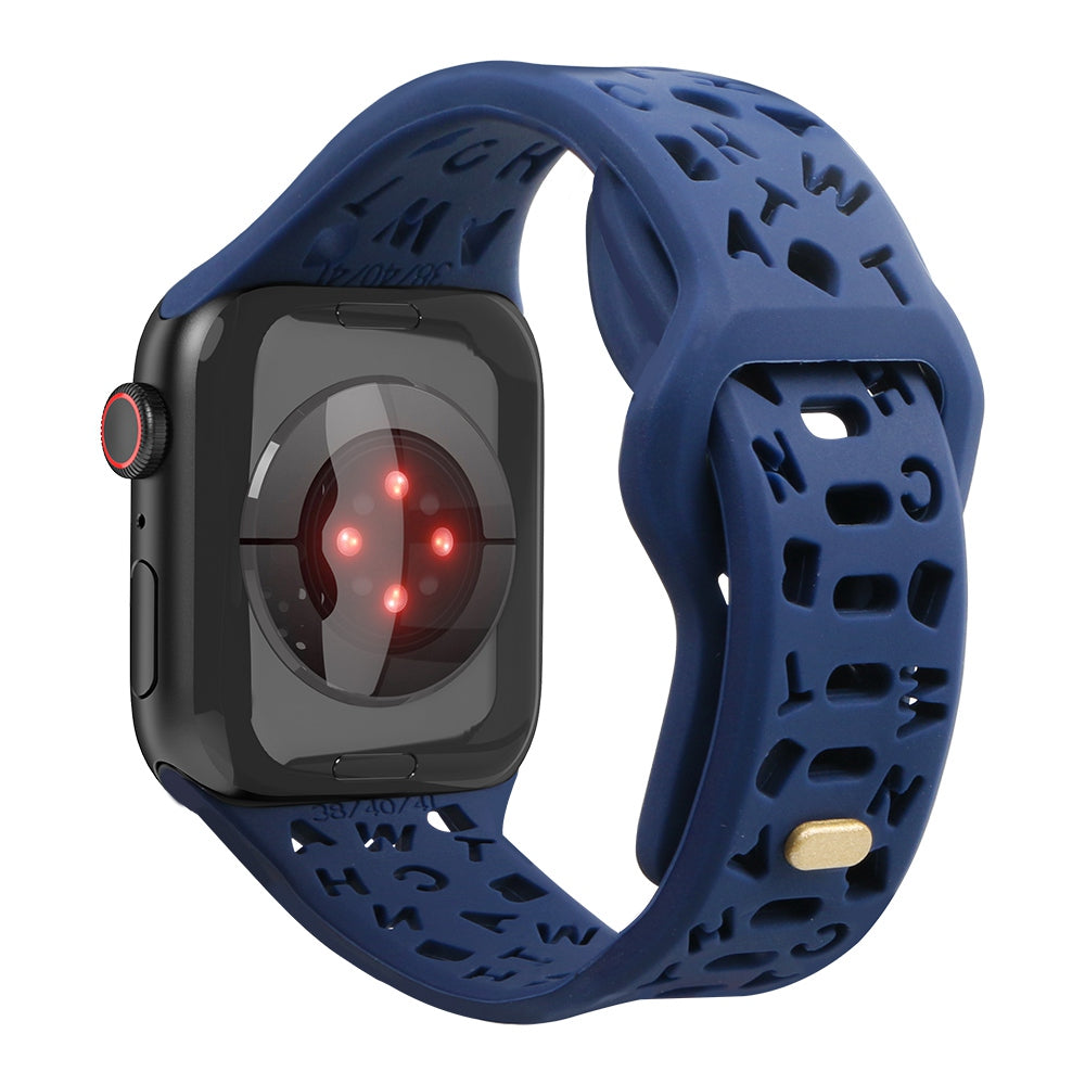 For Apple Watch 9 8 7 41mm 6 5 4 SE SE (2022) SE (2023) 40mm 3 2 1 38mm Silicone Watch Band Watch Strap Hollow Letters Quick Release Watchband