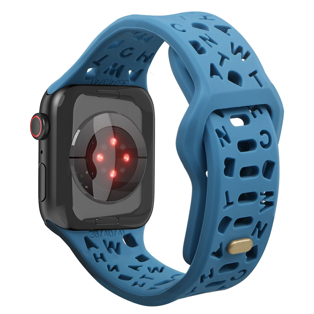 For Apple Watch 9 8 7 41mm 6 5 4 SE SE (2022) SE (2023) 40mm 3 2 1 38mm Silicone Watch Band Watch Strap Hollow Letters Quick Release Watchband