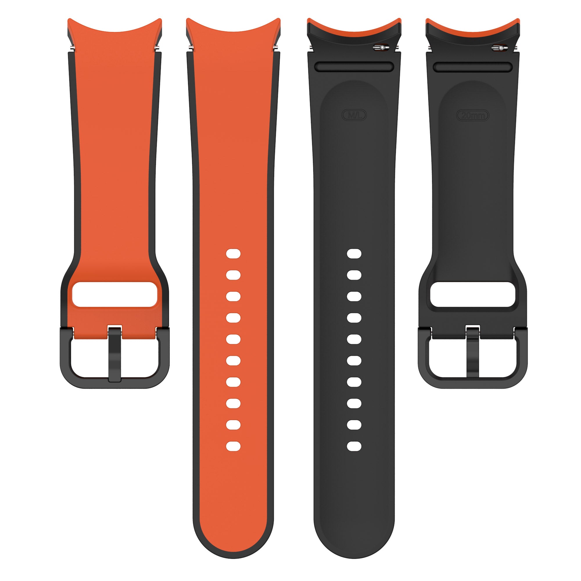For Samsung Galaxy Watch 5 40mm 44mm 5 Pro 45mm Watch4 40mm 44mm Watch4 Classic 42mm 46mm Dual-Color Watch Band Universal Watch Strap Silicone Watchband