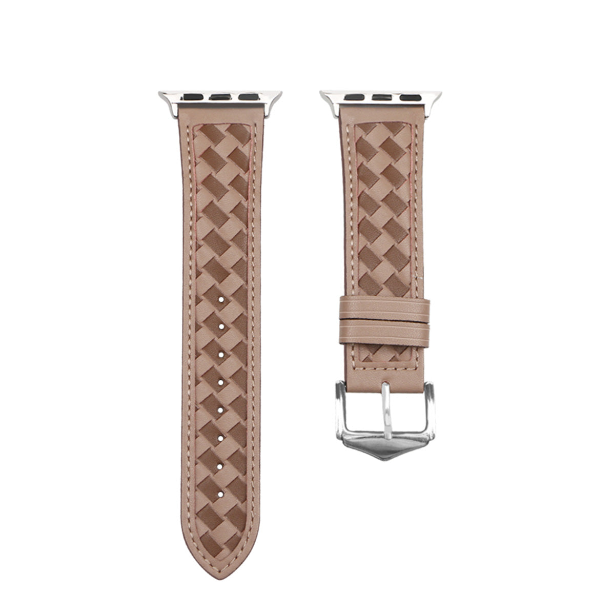 For Apple Watch 9 8 7 41mm 6 5 4 SE SE (2022) SE (2023) 40mm 3 2 1 38mm Watch Strap Woven Genuine Leather Watch Band Quick Release Watchband with Buckle