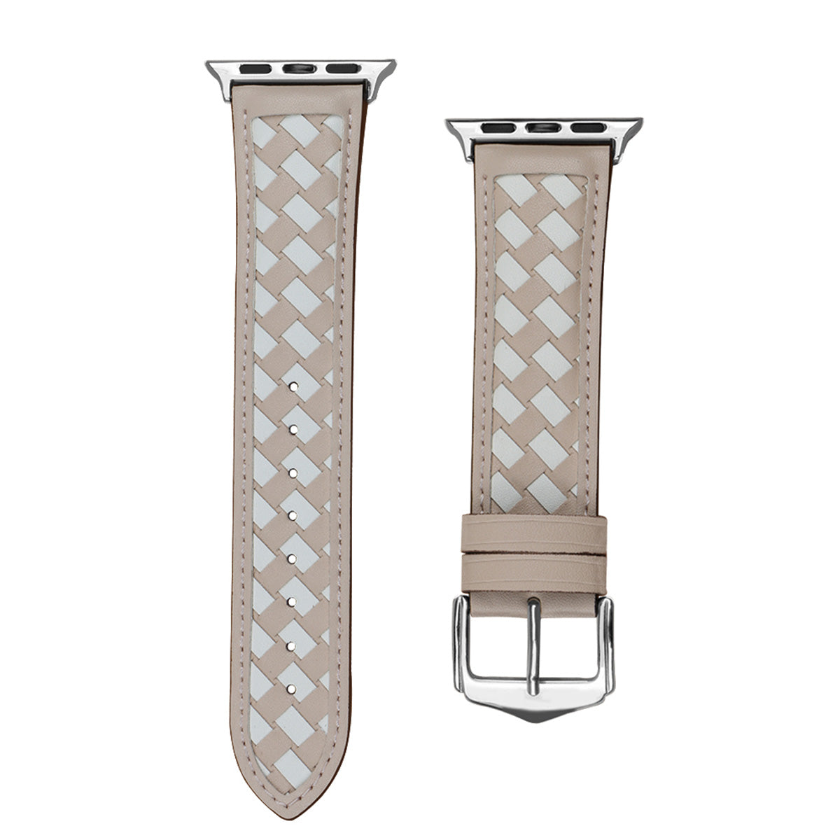 For Apple Watch 9 8 7 41mm 6 5 4 SE SE (2022) SE (2023) 40mm 3 2 1 38mm Watch Strap Woven Genuine Leather Watch Band Quick Release Watchband with Buckle