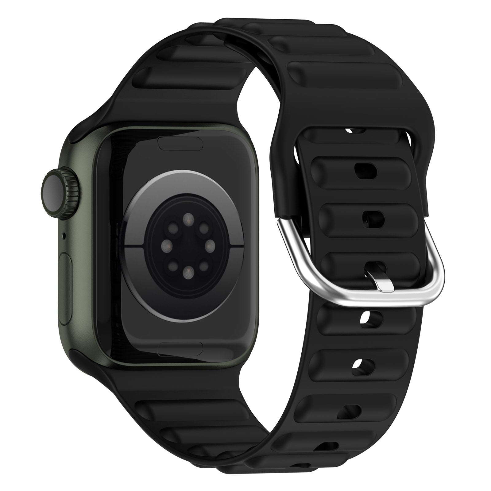 For Apple Watch Ultra 2 49mm Series 9 45mm SE (2023) 44mm Ultra 49mm 8 7 45mm 6 5 4 SE (2022) SE 44mm 3 2 1 42mm Wave Design Silicone Watch Band Square Buckle Wrist Strap