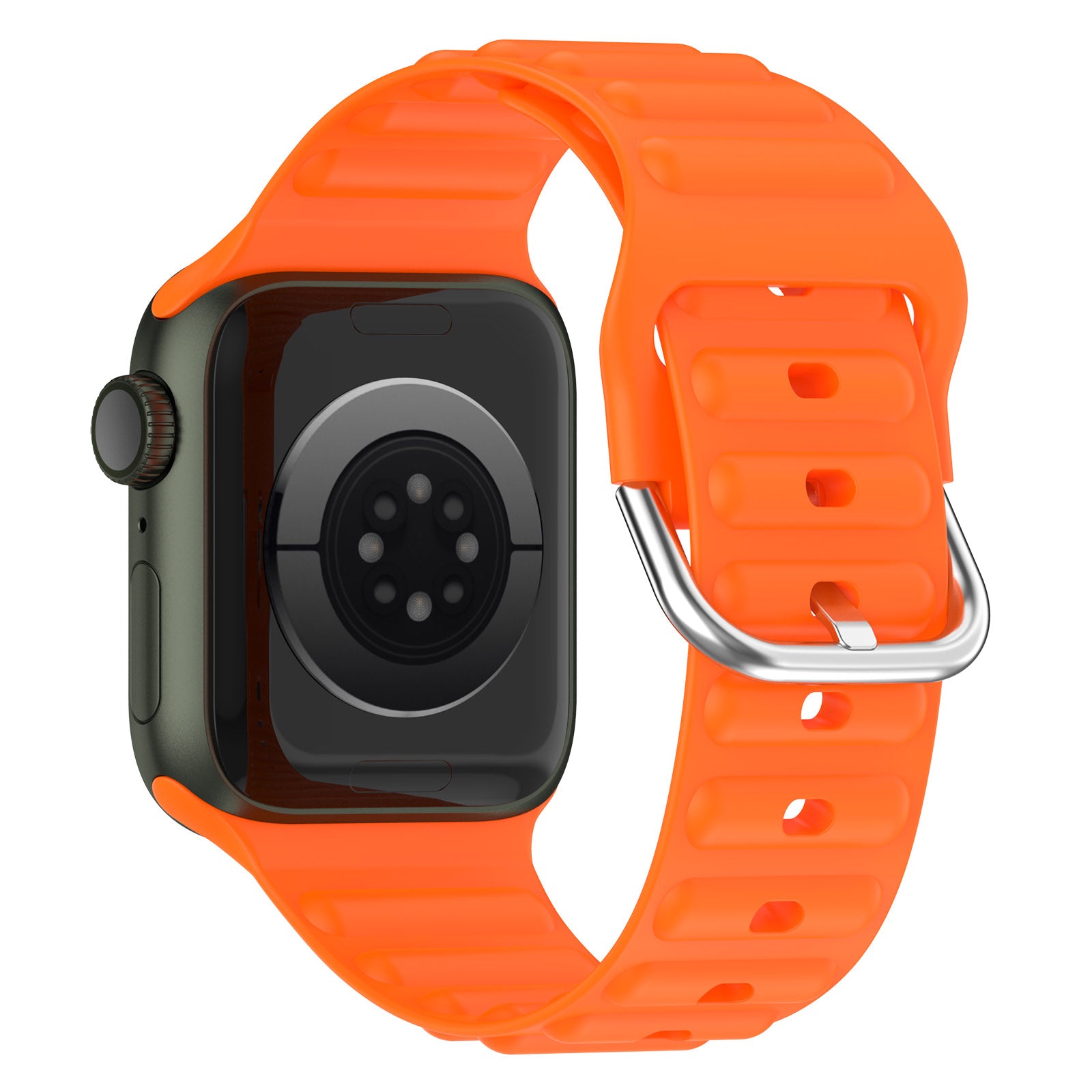 For Apple Watch Series 9 8 7 41mm 6 5 4 SE (2023) SE(2022) SE 40mm 3 2 1 38mm Wave Grain Silicone Watch Strap Wrist Band with Square Buckle