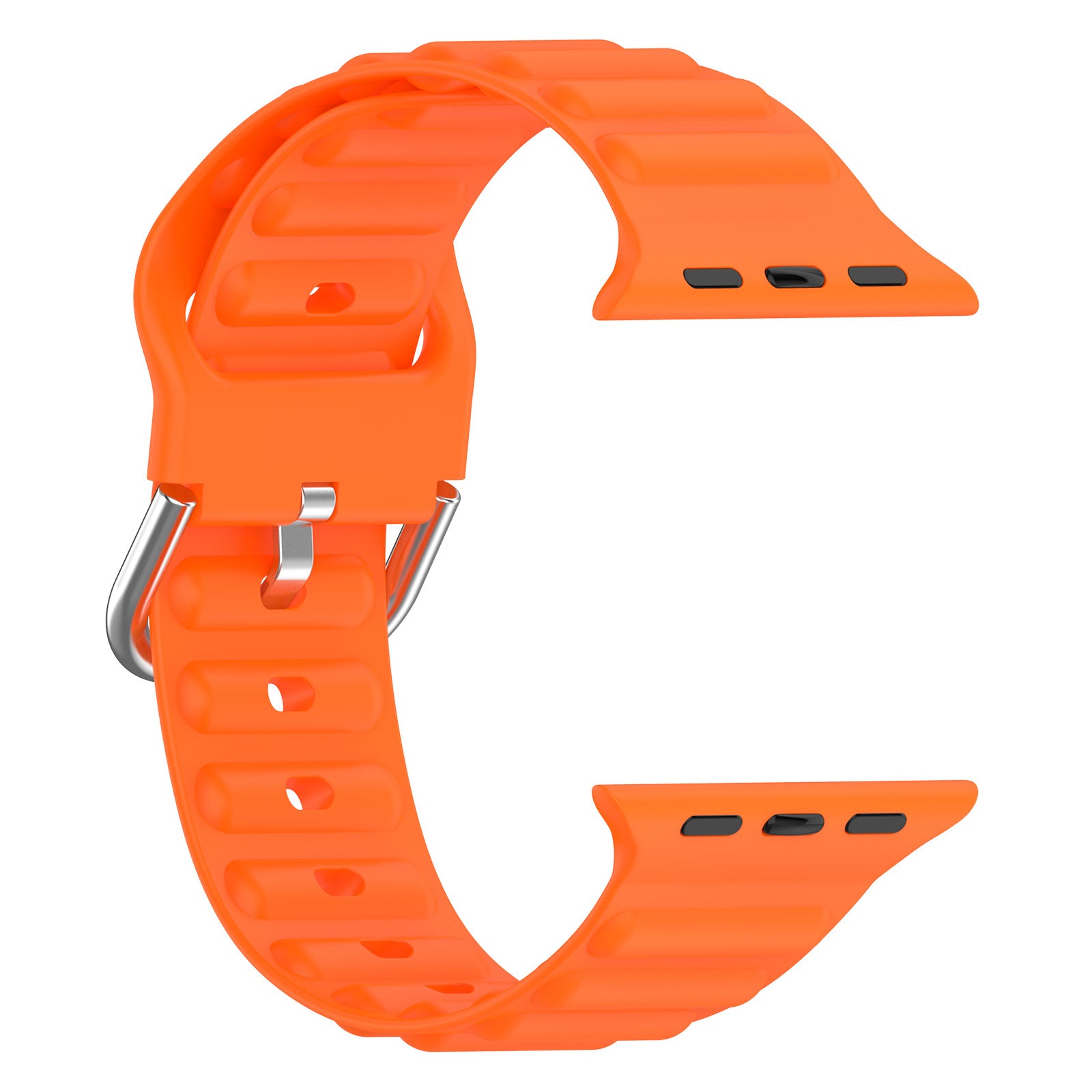 For Apple Watch Series 9 8 7 41mm 6 5 4 SE (2023) SE(2022) SE 40mm 3 2 1 38mm Wave Grain Silicone Watch Strap Wrist Band with Square Buckle