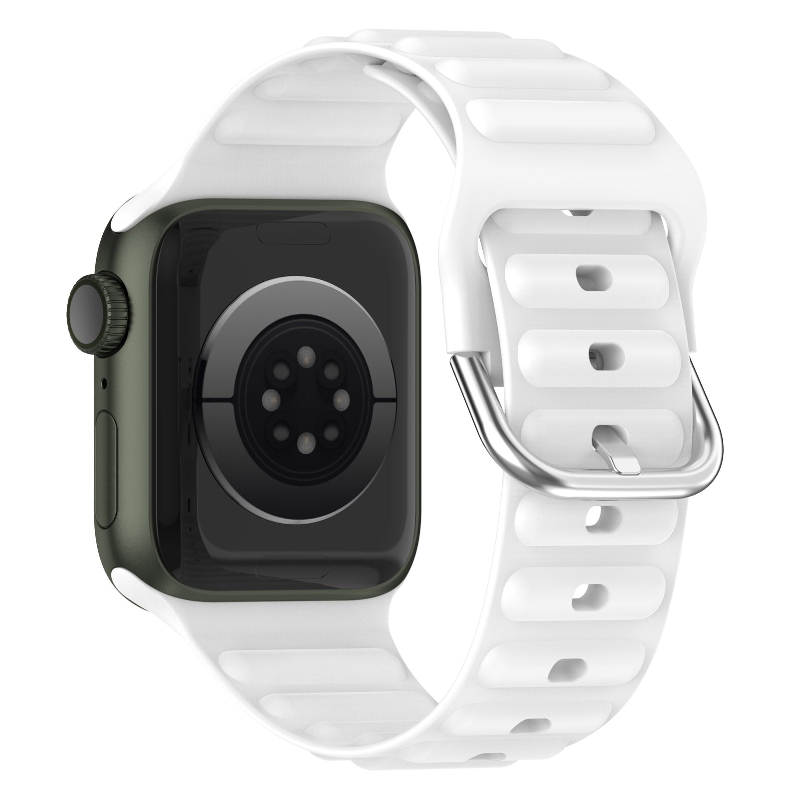 For Apple Watch Series 9 8 7 41mm 6 5 4 SE (2023) SE(2022) SE 40mm 3 2 1 38mm Wave Grain Silicone Watch Strap Wrist Band with Square Buckle