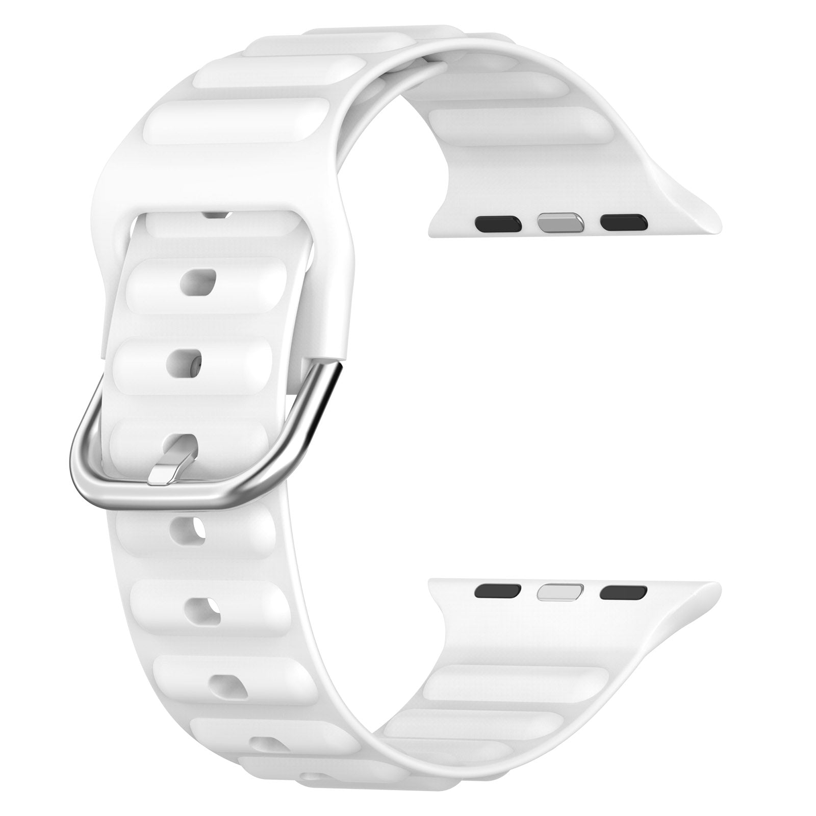 For Apple Watch Series 9 8 7 41mm 6 5 4 SE (2023) SE(2022) SE 40mm 3 2 1 38mm Wave Grain Silicone Watch Strap Wrist Band with Square Buckle