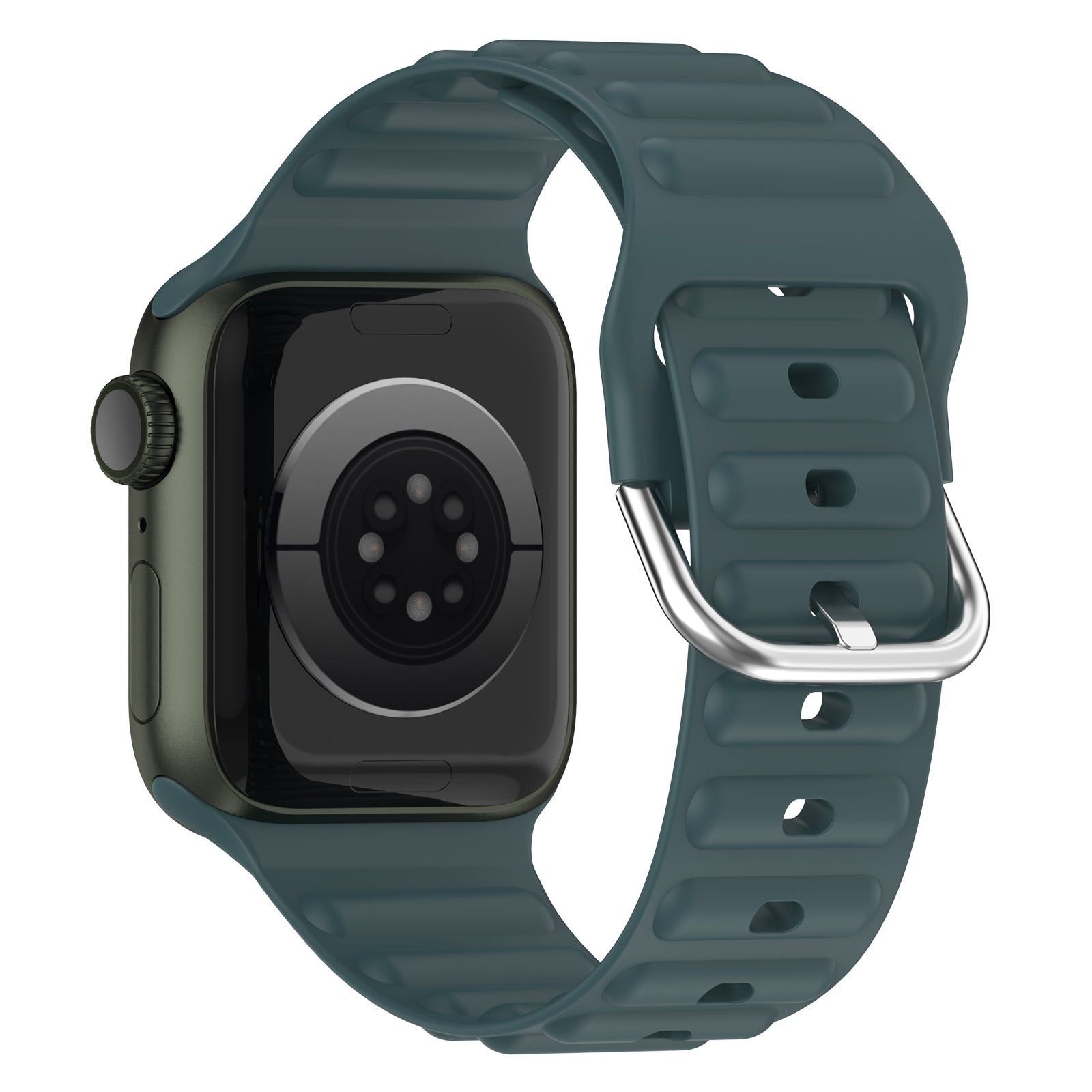 For Apple Watch Series 9 8 7 41mm 6 5 4 SE (2023) SE(2022) SE 40mm 3 2 1 38mm Wave Grain Silicone Watch Strap Wrist Band with Square Buckle