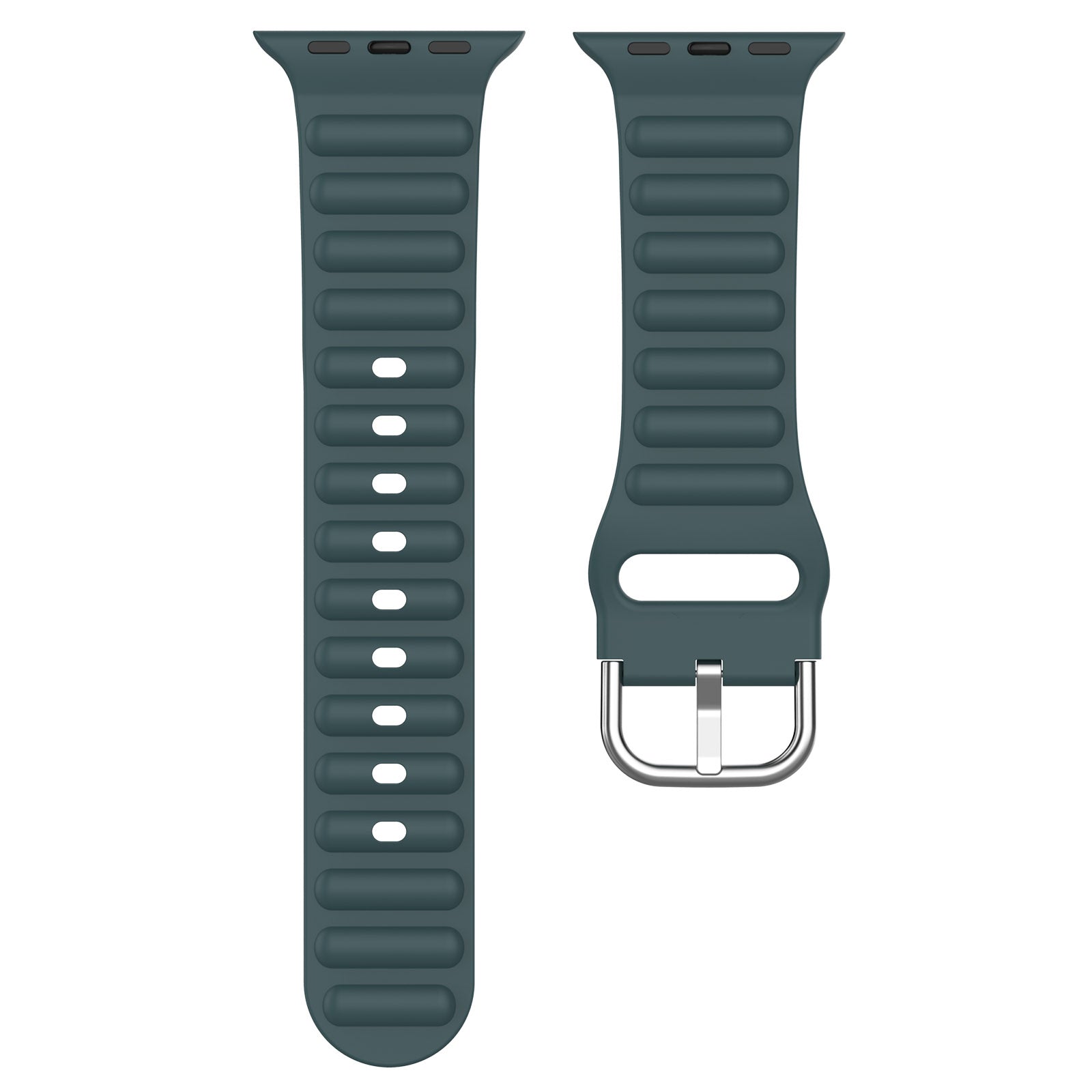 For Apple Watch Series 9 8 7 41mm 6 5 4 SE (2023) SE(2022) SE 40mm 3 2 1 38mm Wave Grain Silicone Watch Strap Wrist Band with Square Buckle