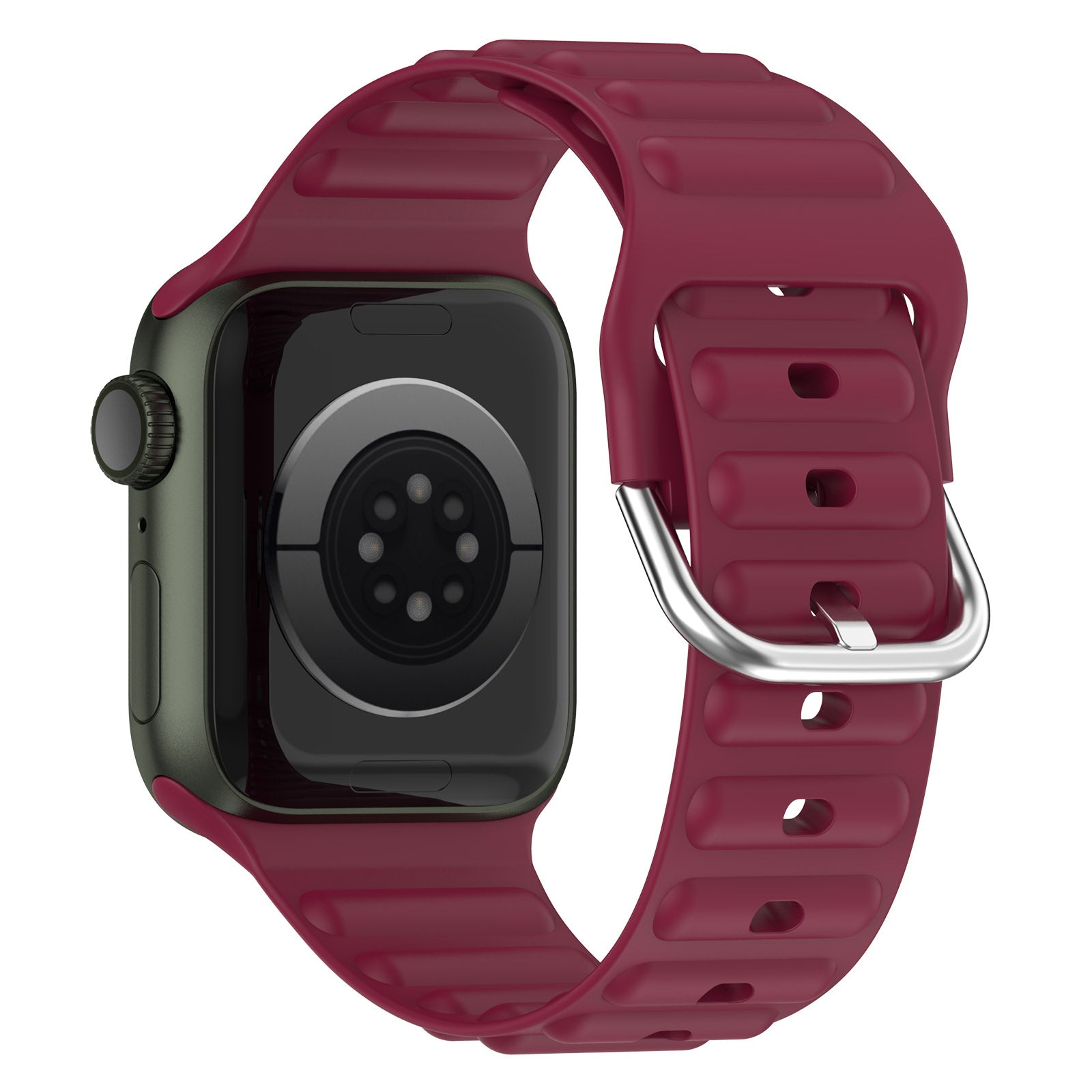 For Apple Watch Series 9 8 7 41mm 6 5 4 SE (2023) SE(2022) SE 40mm 3 2 1 38mm Wave Grain Silicone Watch Strap Wrist Band with Square Buckle