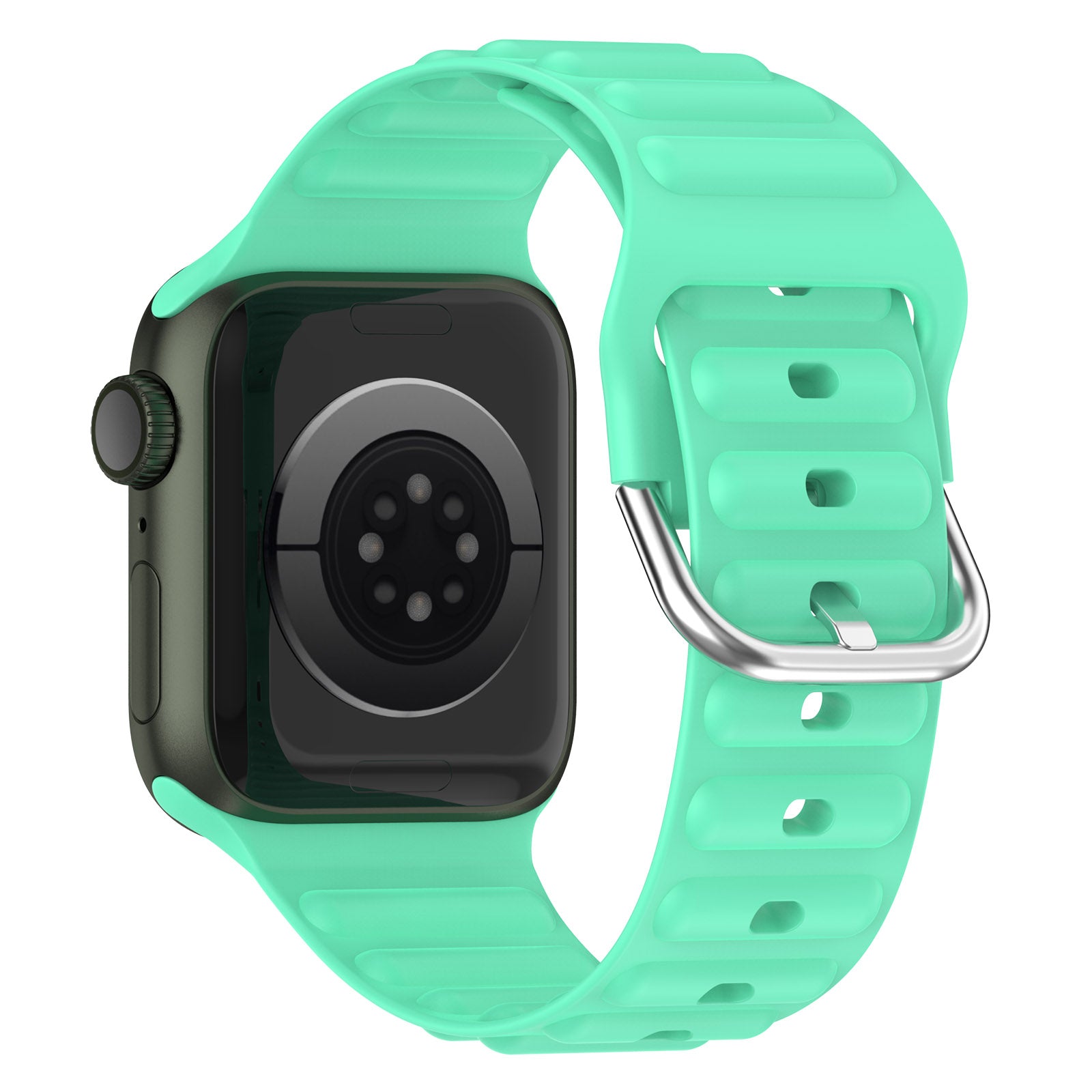 For Apple Watch Series 9 8 7 41mm 6 5 4 SE (2023) SE(2022) SE 40mm 3 2 1 38mm Wave Grain Silicone Watch Strap Wrist Band with Square Buckle