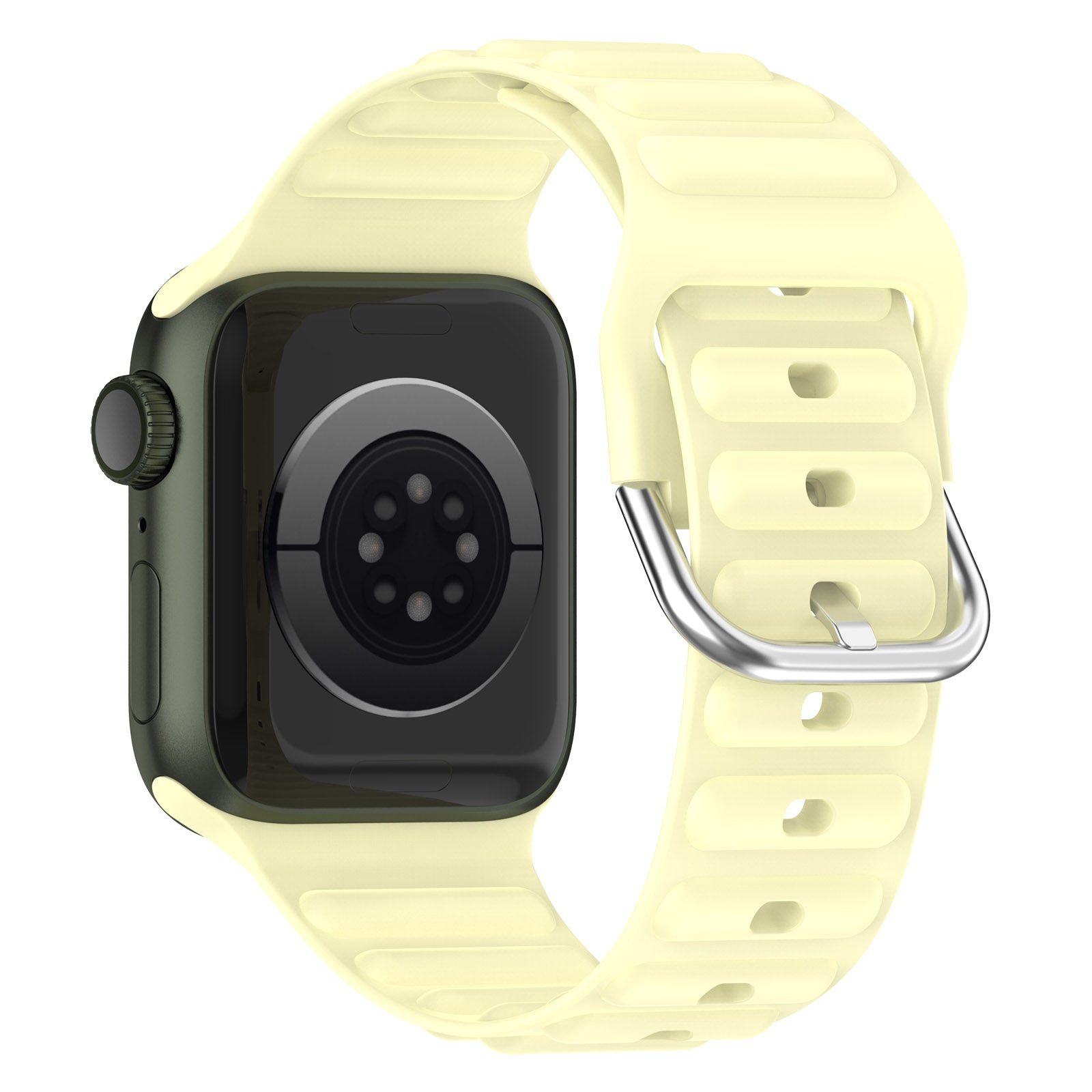 For Apple Watch Series 9 8 7 41mm 6 5 4 SE (2023) SE(2022) SE 40mm 3 2 1 38mm Wave Grain Silicone Watch Strap Wrist Band with Square Buckle