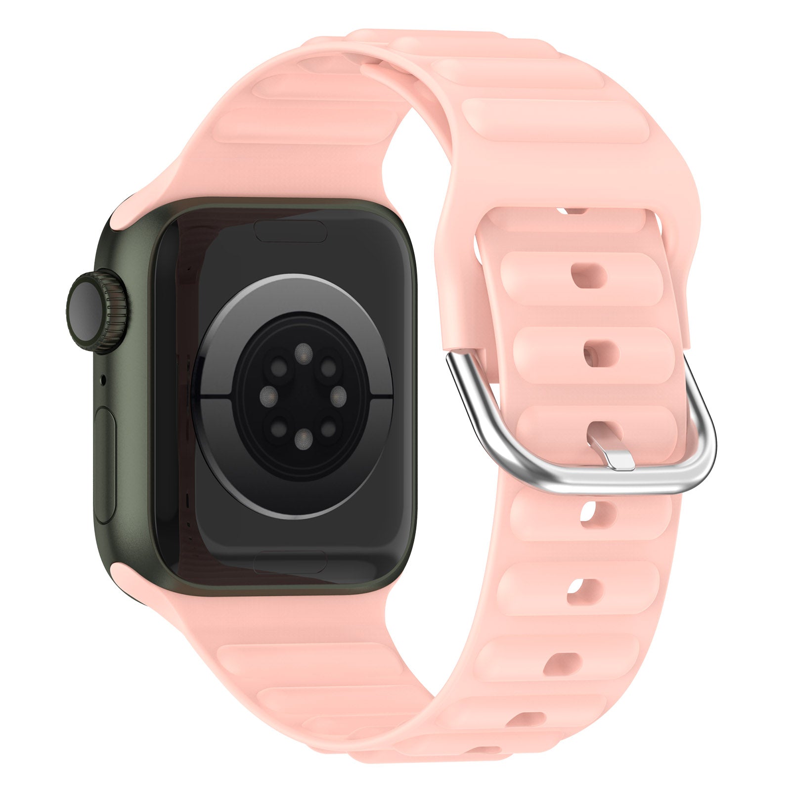 For Apple Watch Series 9 8 7 41mm 6 5 4 SE (2023) SE(2022) SE 40mm 3 2 1 38mm Wave Grain Silicone Watch Strap Wrist Band with Square Buckle