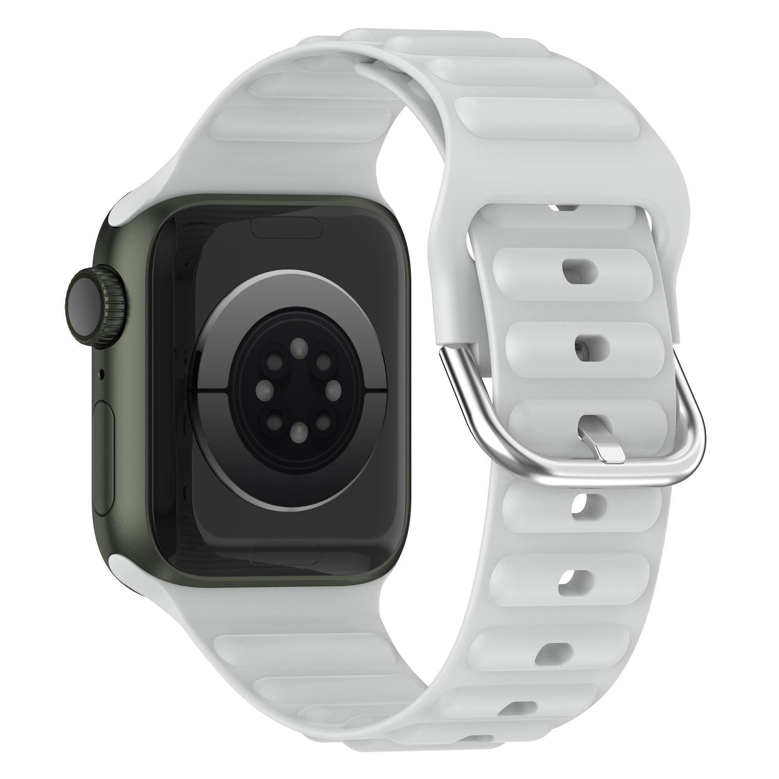 For Apple Watch Series 9 8 7 41mm 6 5 4 SE (2023) SE(2022) SE 40mm 3 2 1 38mm Wave Grain Silicone Watch Strap Wrist Band with Square Buckle