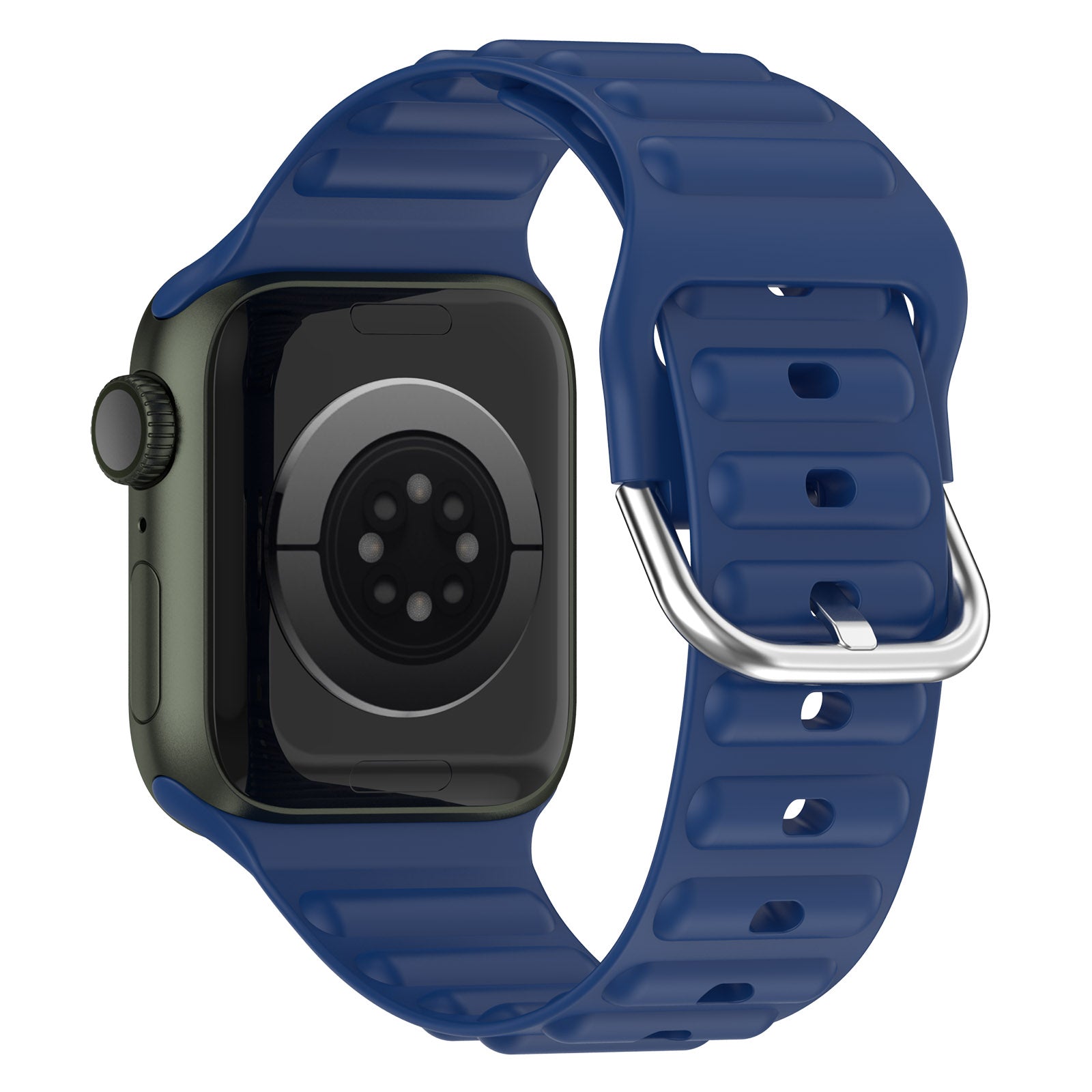 For Apple Watch Series 9 8 7 41mm 6 5 4 SE (2023) SE(2022) SE 40mm 3 2 1 38mm Wave Grain Silicone Watch Strap Wrist Band with Square Buckle
