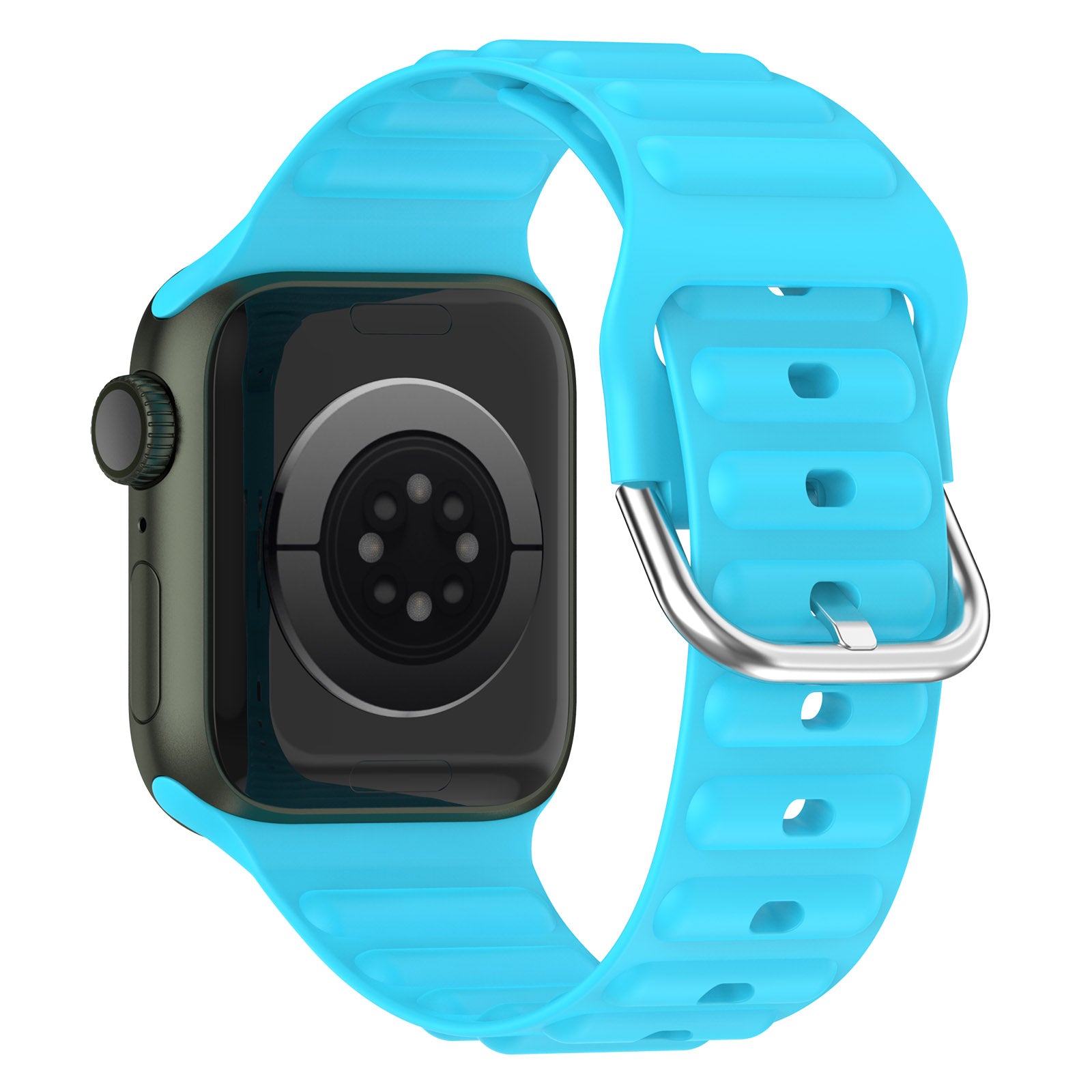 For Apple Watch Series 9 8 7 41mm 6 5 4 SE (2023) SE(2022) SE 40mm 3 2 1 38mm Wave Grain Silicone Watch Strap Wrist Band with Square Buckle