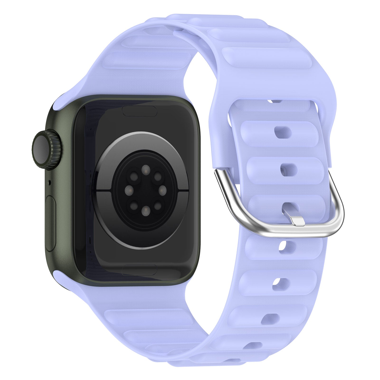For Apple Watch Series 9 8 7 41mm 6 5 4 SE (2023) SE(2022) SE 40mm 3 2 1 38mm Wave Grain Silicone Watch Strap Wrist Band with Square Buckle