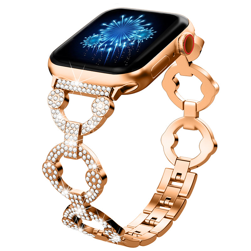 For Apple Watch 9 8 7 41mm 6 5 4 SE SE (2022) SE (2023) 40mm 3 2 1 38mm Metal Watch Band Rhinestone Decorated Watch Strap