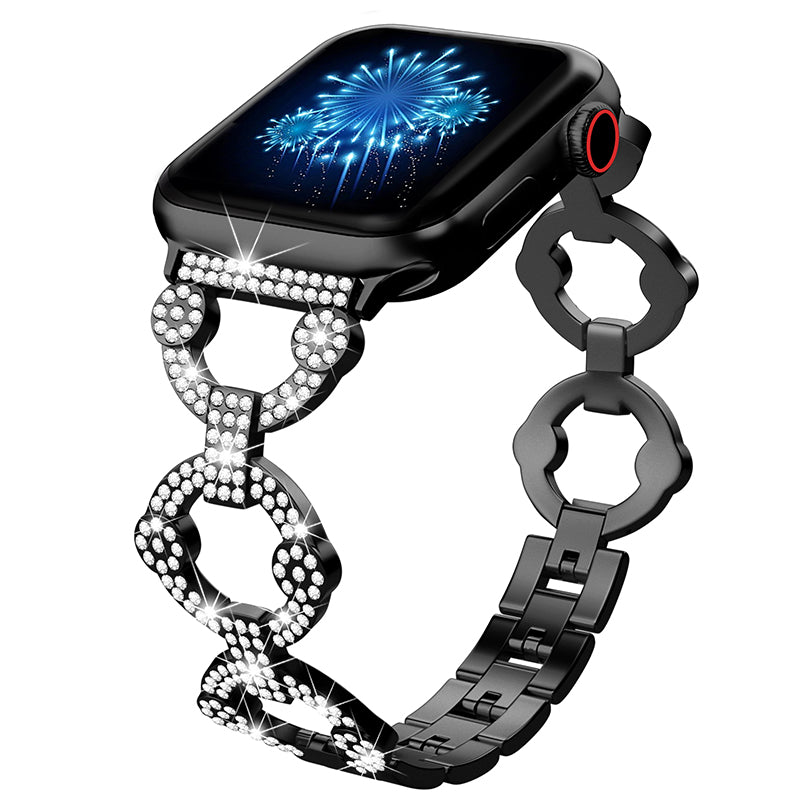 For Apple Watch Ultra 2 49mm Series 9 45mm SE (2023) 44mm Ultra 49mm 8 7 45mm 6 5 4 SE (2022) SE 44mm 3 2 1 42mm Metal Watch Strap Watch Band with Rhinestone Decoration