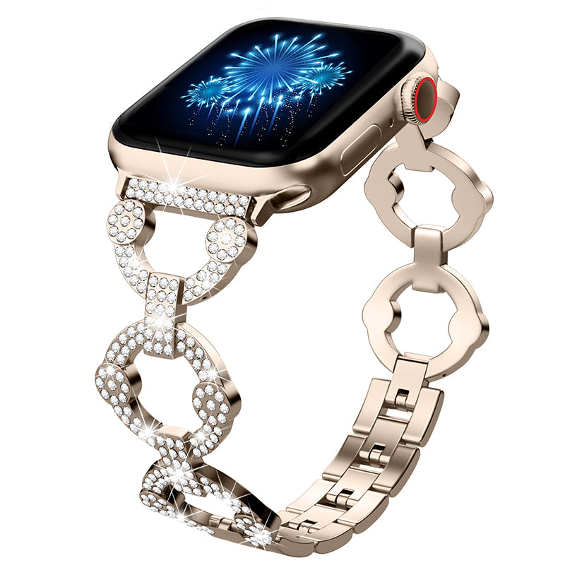 For Apple Watch Ultra 2 49mm Series 9 45mm SE (2023) 44mm Ultra 49mm 8 7 45mm 6 5 4 SE (2022) SE 44mm 3 2 1 42mm Metal Watch Strap Watch Band with Rhinestone Decoration