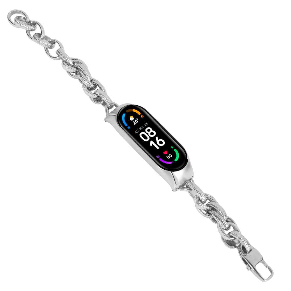 Metal Watch Strap for Xiaomi Mi Band 7 Wave Cowboy Chain Hollow Out Bracelet Replacement Wrist Band