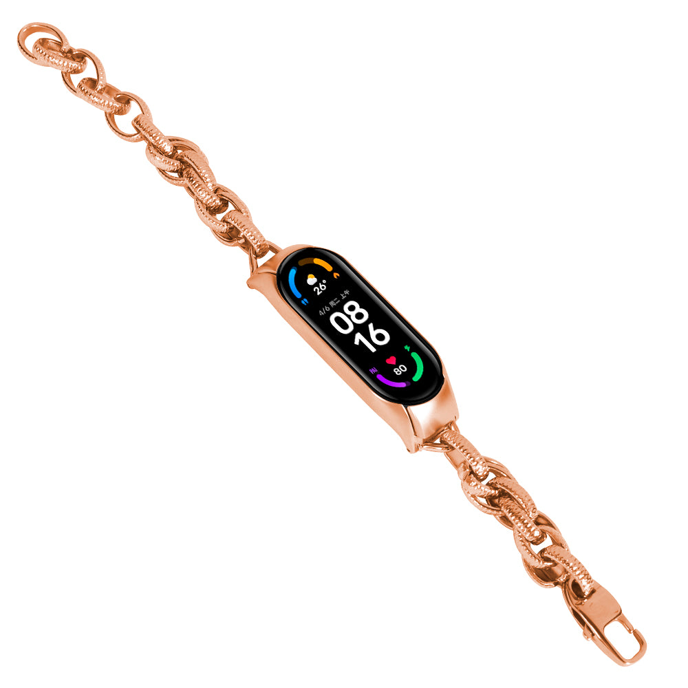 Metal Watch Strap for Xiaomi Mi Band 7 Wave Cowboy Chain Hollow Out Bracelet Replacement Wrist Band