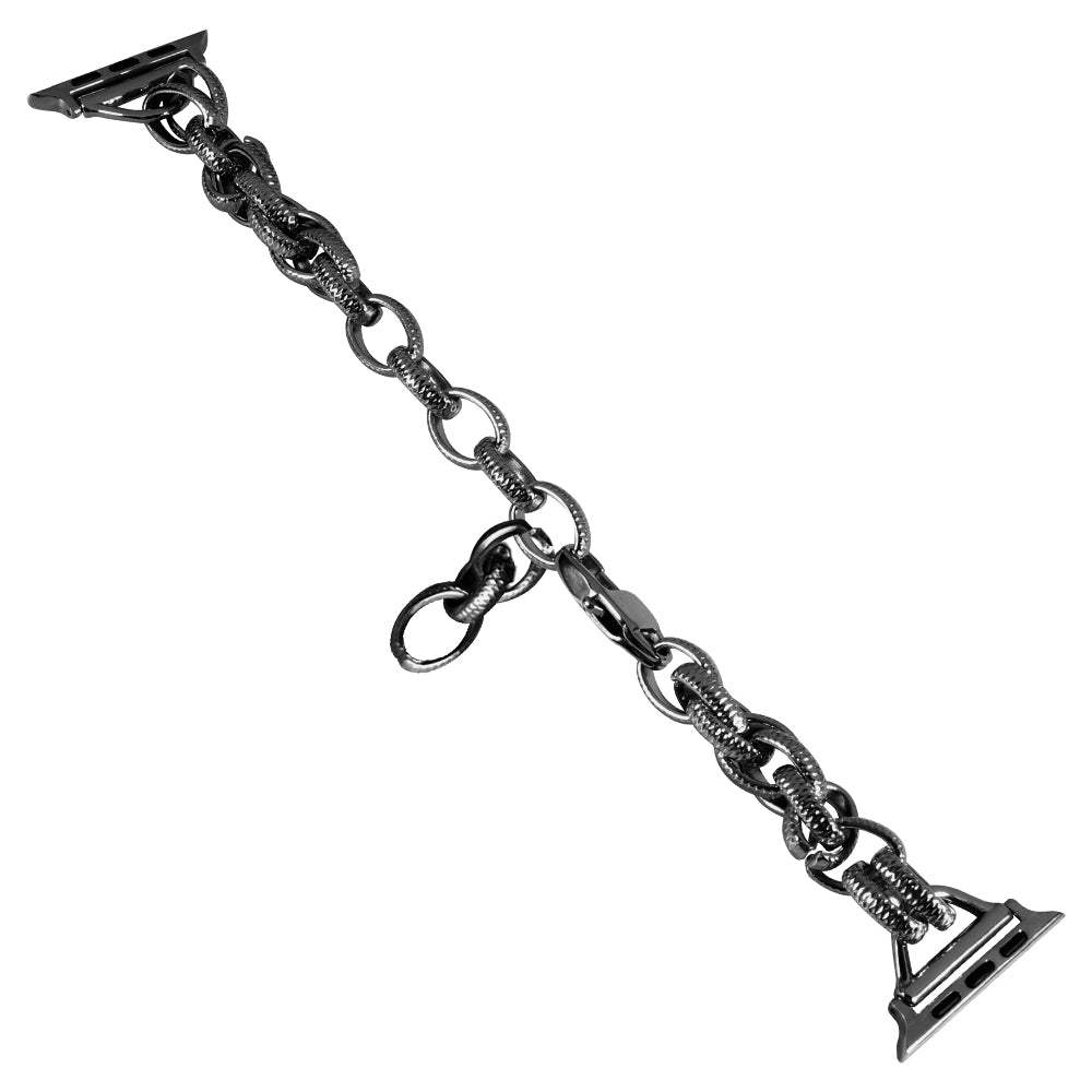 For Apple Watch Ultra 2 49mm Series 9 45mm SE (2023) 44mm Ultra 49mm 8 7 45mm 6 5 4 SE (2022) SE 44mm 3 2 1 42mm Cowboy Chain Metal Wave Wallet Band Hollow Out Bracelet Replacement Strap