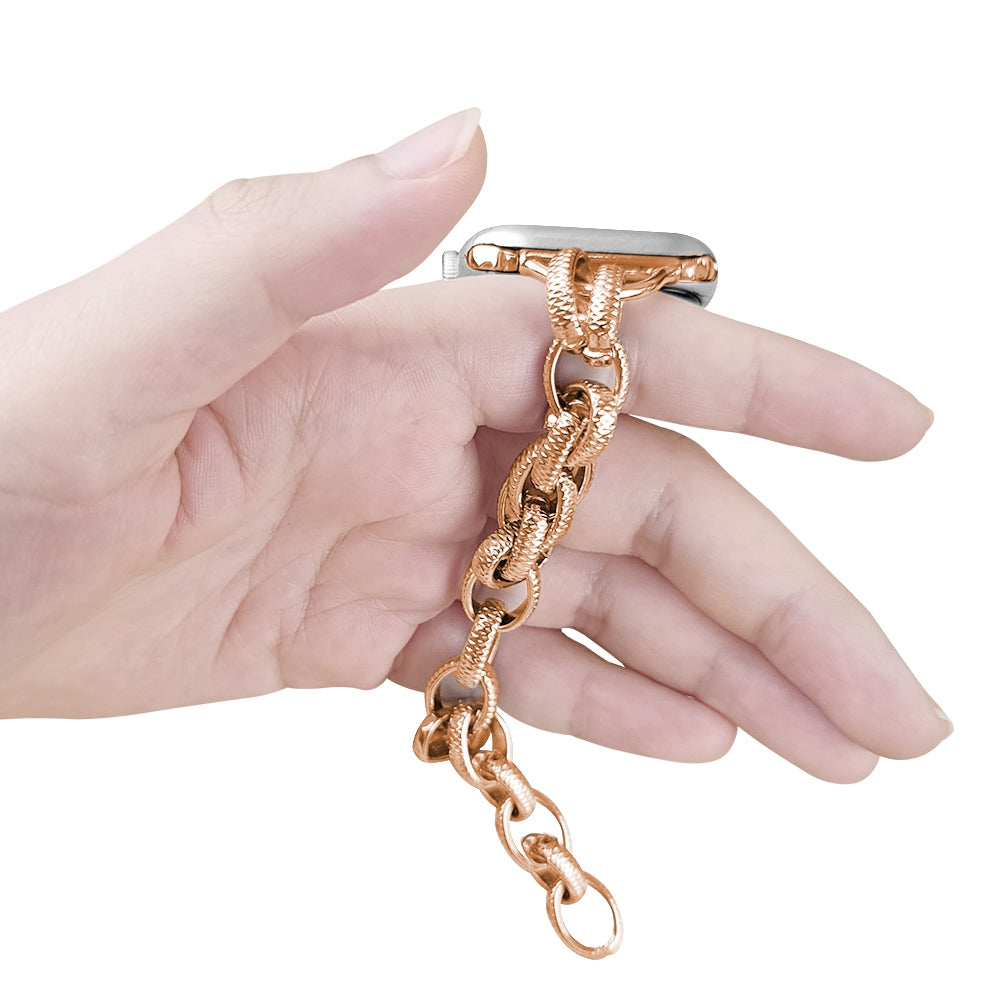 For Apple Watch Ultra 2 49mm Series 9 45mm SE (2023) 44mm Ultra 49mm 8 7 45mm 6 5 4 SE (2022) SE 44mm 3 2 1 42mm Cowboy Chain Metal Wave Wallet Band Hollow Out Bracelet Replacement Strap